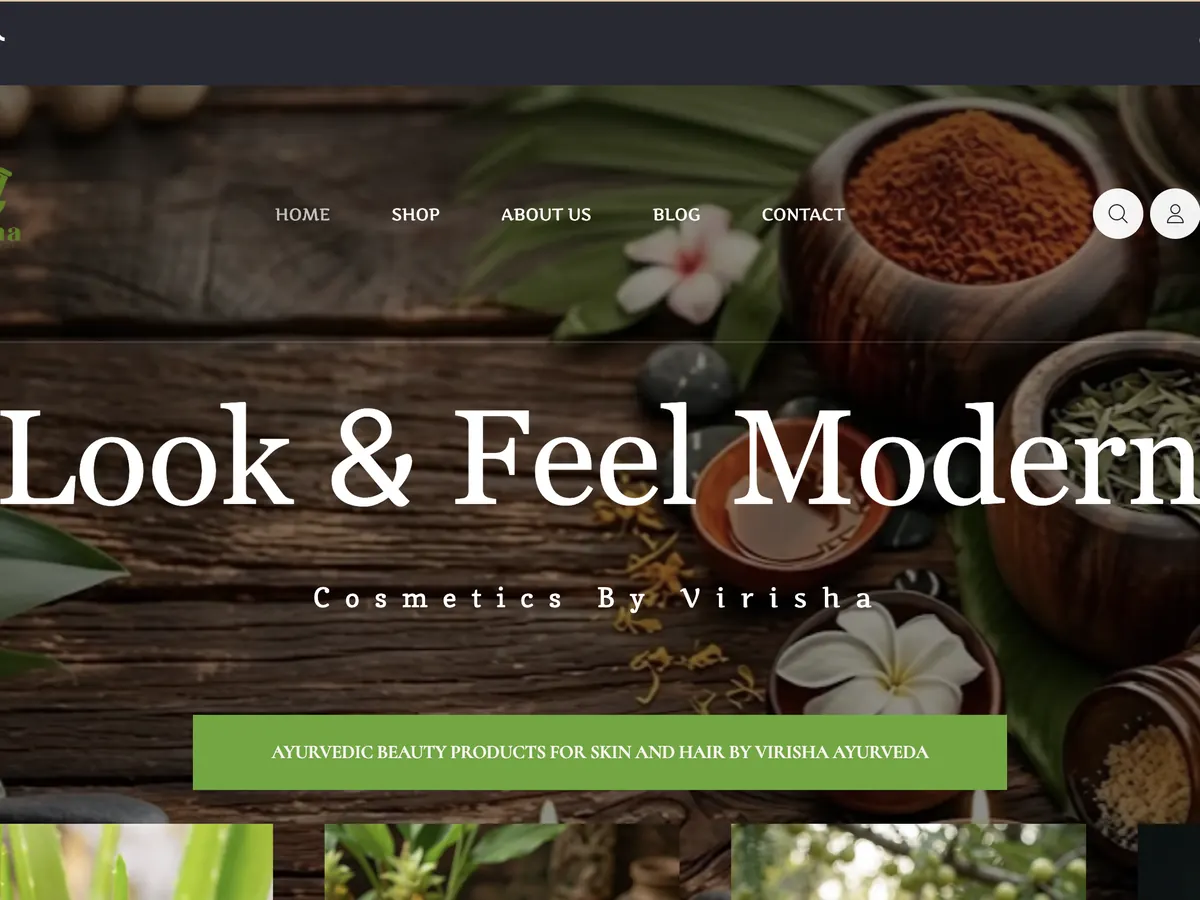 Virisha Ayurveda website